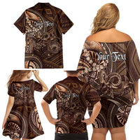 Personalised Polynesia Zodiac Capricorn Family Matching Off Shoulder Short Dress and Hawaiian Shirt Galaxy Polynesian Pattern Chest Tattoo Style LT14 - Polynesian Pride