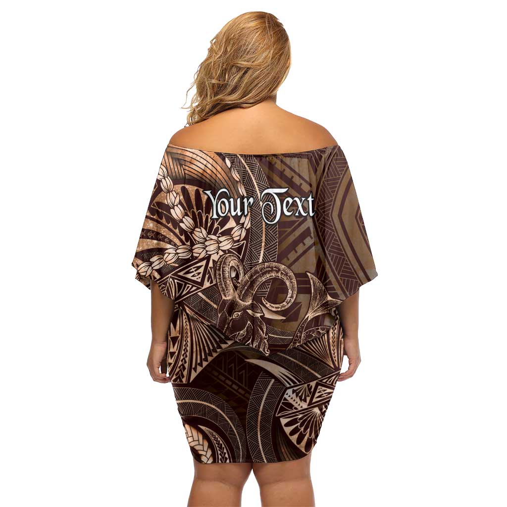 Personalised Polynesia Zodiac Capricorn Family Matching Off Shoulder Short Dress and Hawaiian Shirt Galaxy Polynesian Pattern Chest Tattoo Style LT14 - Polynesian Pride