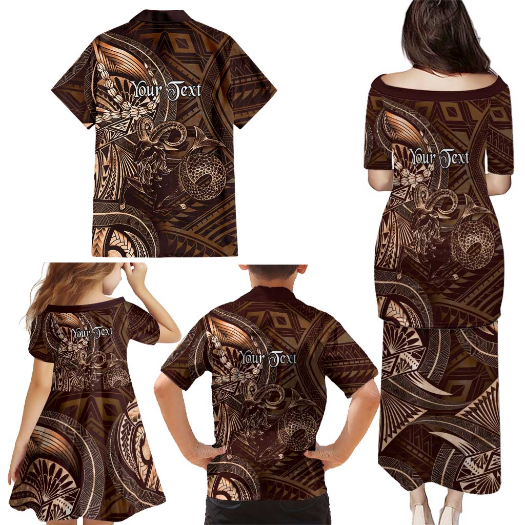 Personalised Polynesia Zodiac Capricorn Family Matching Puletasi and Hawaiian Shirt Galaxy Polynesian Pattern Chest Tattoo Style LT14 - Polynesian Pride