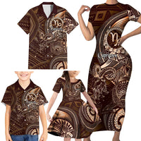 Personalised Polynesia Zodiac Capricorn Family Matching Short Sleeve Bodycon Dress and Hawaiian Shirt Galaxy Polynesian Pattern Chest Tattoo Style LT14 - Polynesian Pride