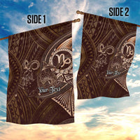 Personalised Polynesia Zodiac Capricorn Garden Flag Galaxy Polynesian Pattern Chest Tattoo Style