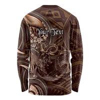 Personalised Polynesia Zodiac Capricorn Long Sleeve Shirt Galaxy Polynesian Pattern Chest Tattoo Style