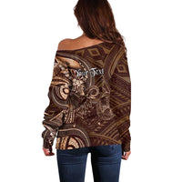 Personalised Polynesia Zodiac Capricorn Off Shoulder Sweater Galaxy Polynesian Pattern Chest Tattoo Style