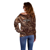 Personalised Polynesia Zodiac Capricorn Off Shoulder Sweater Galaxy Polynesian Pattern Chest Tattoo Style