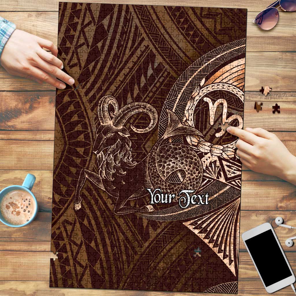 Personalised Polynesia Zodiac Capricorn Puzzle Galaxy Polynesian Pattern Chest Tattoo Style LT14 Brown - Polynesian Pride