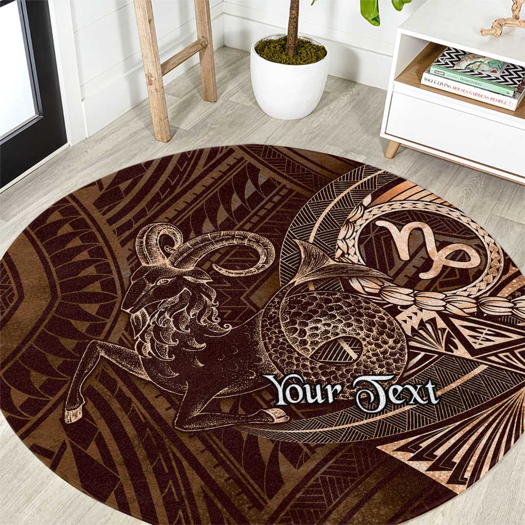 Personalised Polynesia Zodiac Capricorn Round Carpet Galaxy Polynesian Pattern Chest Tattoo Style