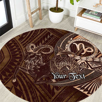Personalised Polynesia Zodiac Capricorn Round Carpet Galaxy Polynesian Pattern Chest Tattoo Style