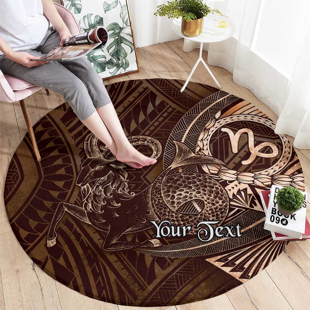Personalised Polynesia Zodiac Capricorn Round Carpet Galaxy Polynesian Pattern Chest Tattoo Style