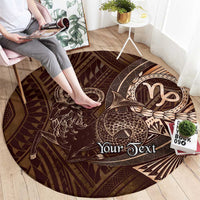 Personalised Polynesia Zodiac Capricorn Round Carpet Galaxy Polynesian Pattern Chest Tattoo Style