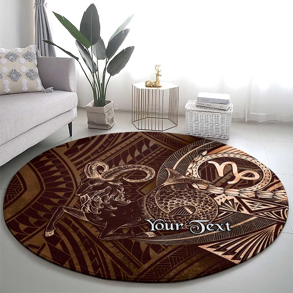 Personalised Polynesia Zodiac Capricorn Round Carpet Galaxy Polynesian Pattern Chest Tattoo Style