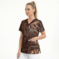 Personalised Polynesia Zodiac Capricorn Scrub Top Galaxy Polynesian Pattern Chest Tattoo Style LT14 - Polynesian Pride