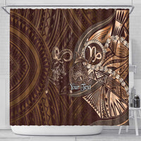 Personalised Polynesia Zodiac Capricorn Shower Curtain Galaxy Polynesian Pattern Chest Tattoo Style