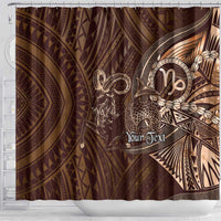 Personalised Polynesia Zodiac Capricorn Shower Curtain Galaxy Polynesian Pattern Chest Tattoo Style