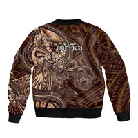 Personalised Polynesia Zodiac Capricorn Sleeve Zip Bomber Jacket Galaxy Polynesian Pattern Chest Tattoo Style