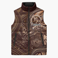 Personalised Polynesia Zodiac Capricorn Sleeveless Puffer Jacket Galaxy Polynesian Pattern Chest Tattoo Style
