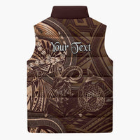 Personalised Polynesia Zodiac Capricorn Sleeveless Puffer Jacket Galaxy Polynesian Pattern Chest Tattoo Style