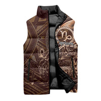 Personalised Polynesia Zodiac Capricorn Sleeveless Puffer Jacket Galaxy Polynesian Pattern Chest Tattoo Style
