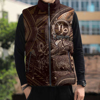 Personalised Polynesia Zodiac Capricorn Sleeveless Puffer Jacket Galaxy Polynesian Pattern Chest Tattoo Style