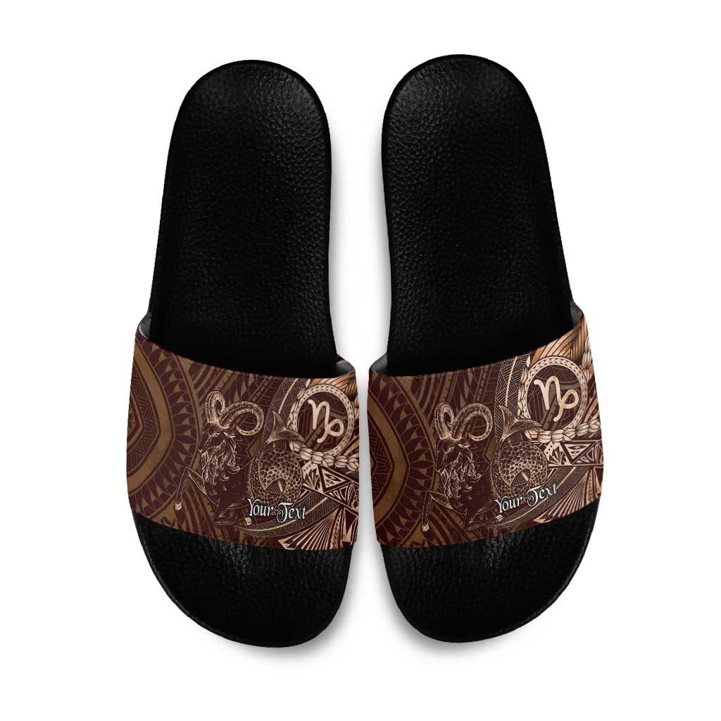 Personalised Polynesia Zodiac Capricorn Slide Sandals Galaxy Polynesian Pattern Chest Tattoo Style