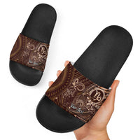 Personalised Polynesia Zodiac Capricorn Slide Sandals Galaxy Polynesian Pattern Chest Tattoo Style