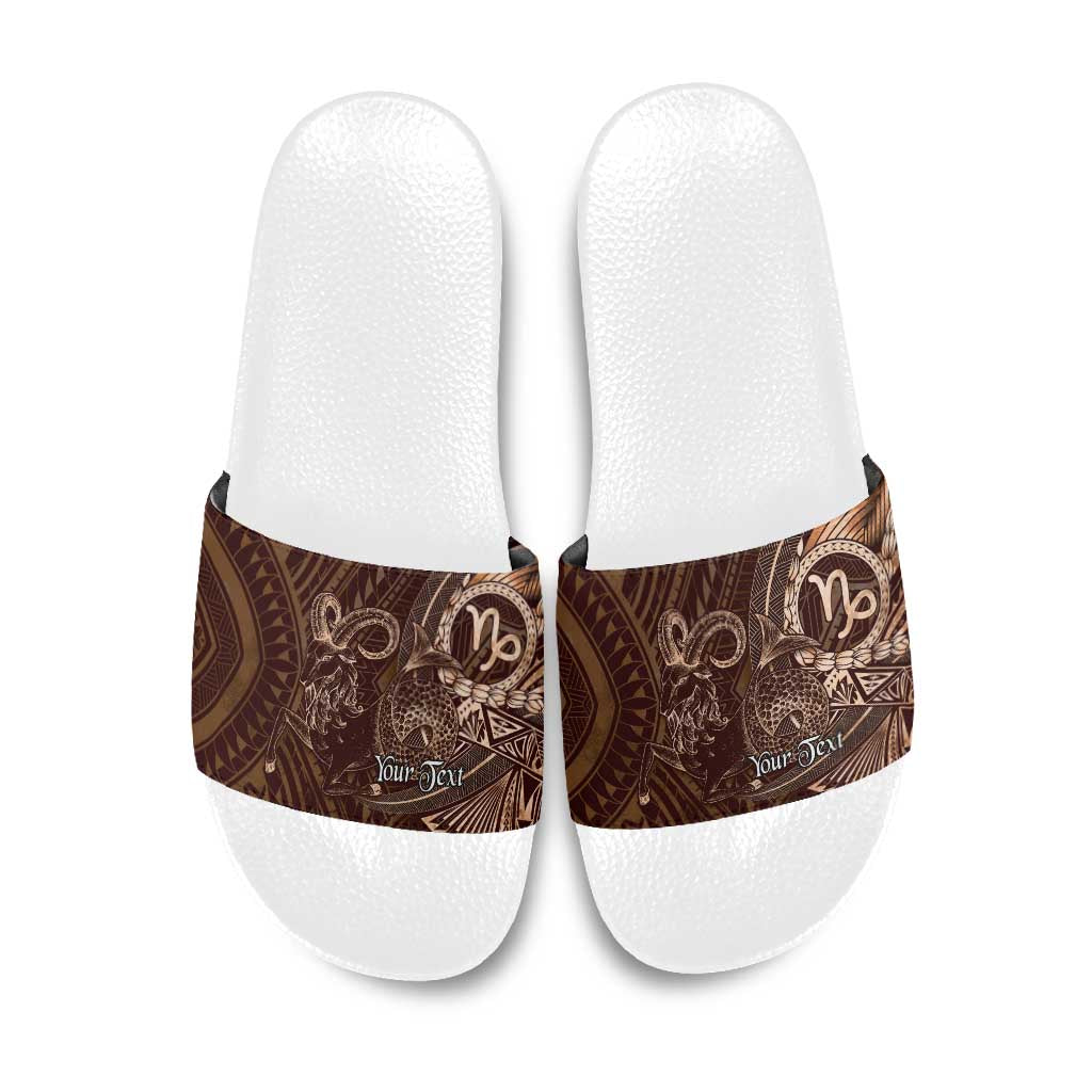 Personalised Polynesia Zodiac Capricorn Slide Sandals Galaxy Polynesian Pattern Chest Tattoo Style