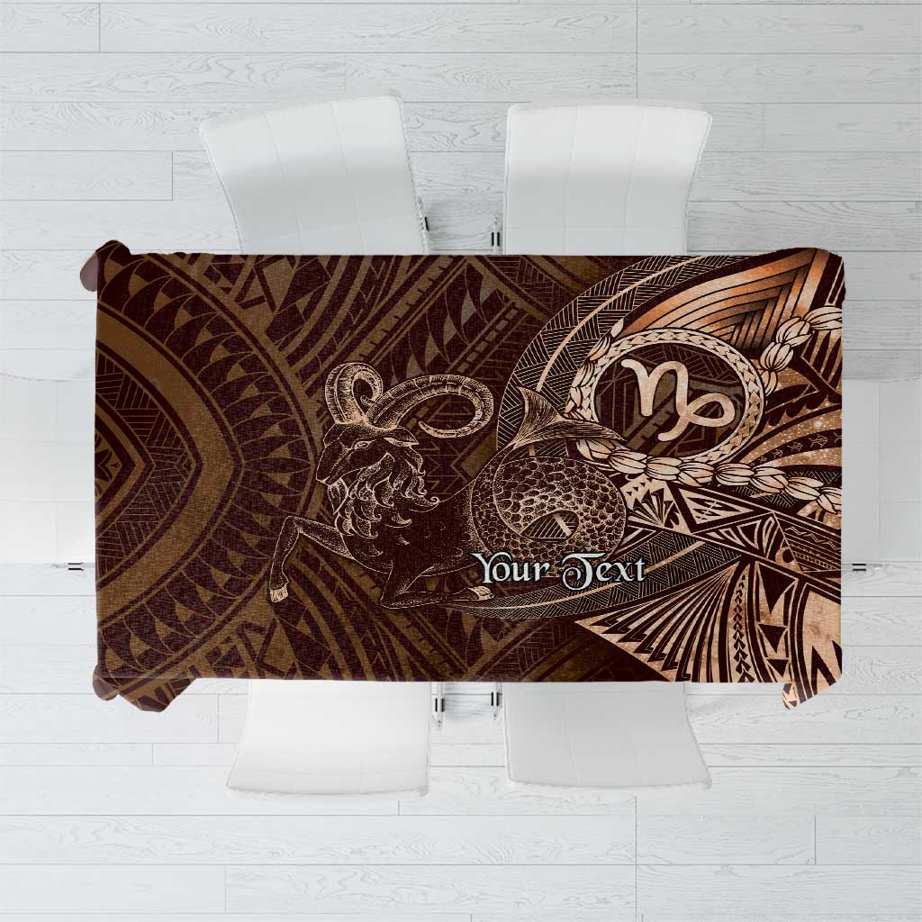 Personalised Polynesia Zodiac Capricorn Tablecloth Galaxy Polynesian Pattern Chest Tattoo Style LT14 Brown - Polynesian Pride