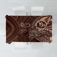 Personalised Polynesia Zodiac Capricorn Tablecloth Galaxy Polynesian Pattern Chest Tattoo Style LT14 Brown - Polynesian Pride