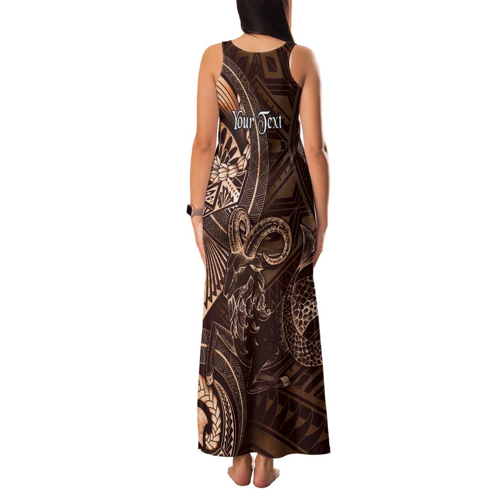 Personalised Polynesia Zodiac Capricorn Tank Maxi Dress Galaxy Polynesian Pattern Chest Tattoo Style