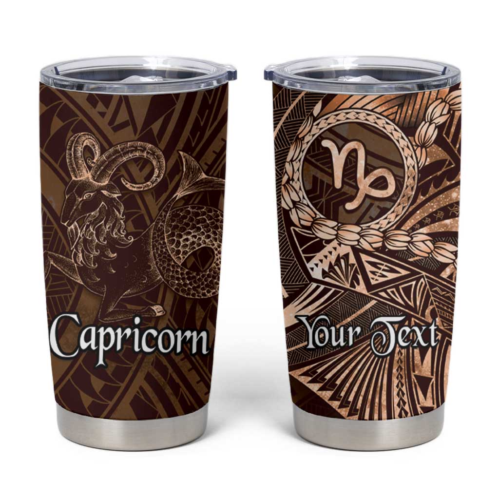 Personalised Polynesia Zodiac Capricorn Tumbler Cup Galaxy Polynesian Pattern Chest Tattoo Style