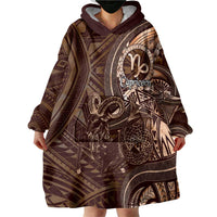 Personalised Polynesia Zodiac Capricorn Wearable Blanket Hoodie Galaxy Polynesian Pattern Chest Tattoo Style LT14 - Polynesian Pride