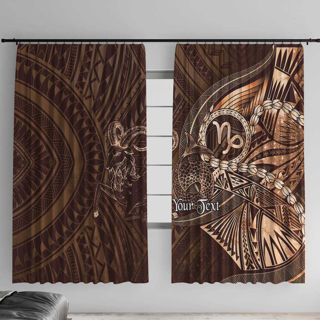 Personalised Polynesia Zodiac Capricorn Window Curtain Galaxy Polynesian Pattern Chest Tattoo Style