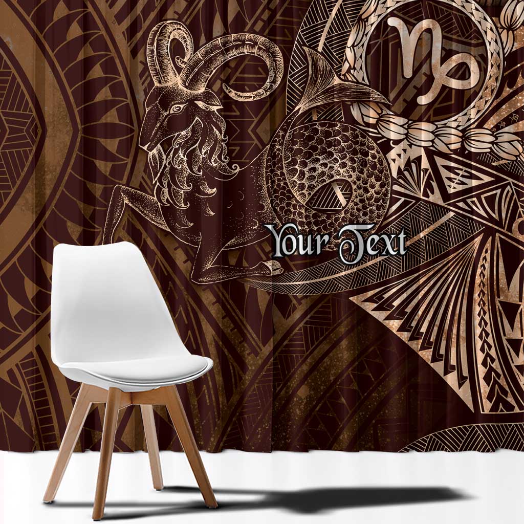 Personalised Polynesia Zodiac Capricorn Window Curtain Galaxy Polynesian Pattern Chest Tattoo Style
