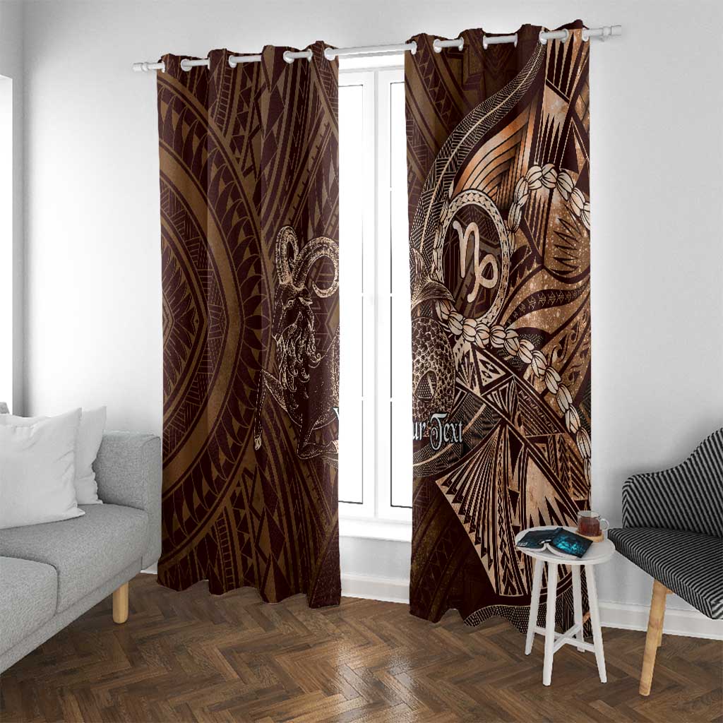 Personalised Polynesia Zodiac Capricorn Window Curtain Galaxy Polynesian Pattern Chest Tattoo Style