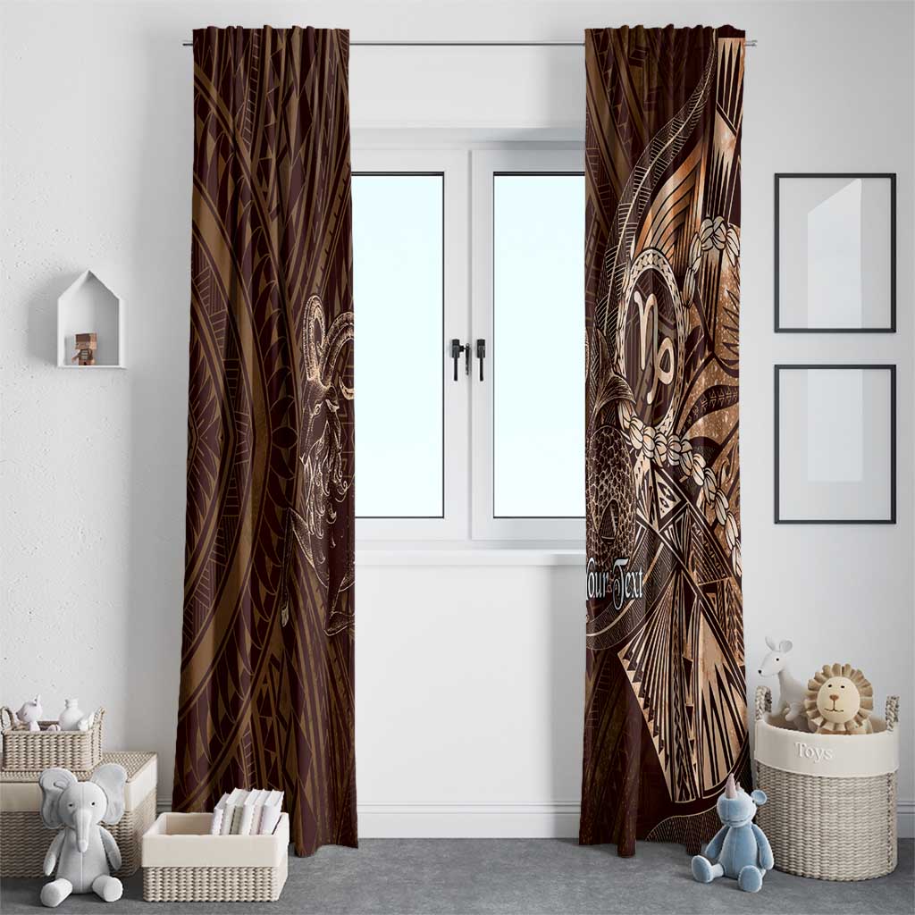 Personalised Polynesia Zodiac Capricorn Window Curtain Galaxy Polynesian Pattern Chest Tattoo Style