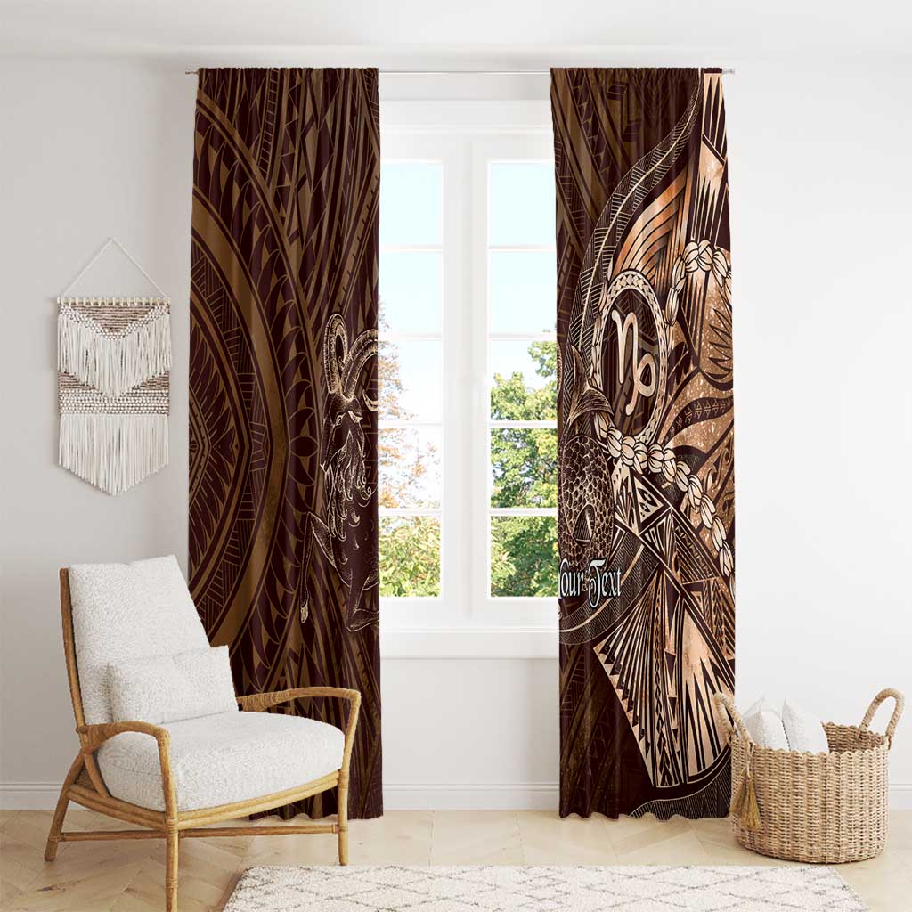 Personalised Polynesia Zodiac Capricorn Window Curtain Galaxy Polynesian Pattern Chest Tattoo Style