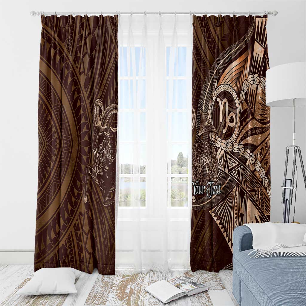 Personalised Polynesia Zodiac Capricorn Window Curtain Galaxy Polynesian Pattern Chest Tattoo Style