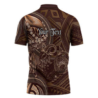 Personalised Polynesia Zodiac Capricorn Zipper Polo Shirt Galaxy Polynesian Pattern Chest Tattoo Style LT14 - Polynesian Pride