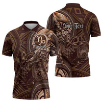 Personalised Polynesia Zodiac Capricorn Zipper Polo Shirt Galaxy Polynesian Pattern Chest Tattoo Style LT14 - Polynesian Pride