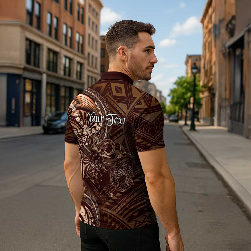 Personalised Polynesia Zodiac Capricorn Zipper Polo Shirt Galaxy Polynesian Pattern Chest Tattoo Style LT14 - Polynesian Pride