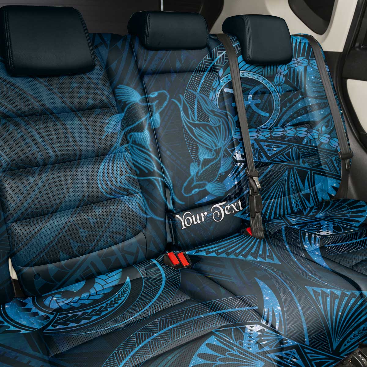 Personalised Polynesia Zodiac Pisces Back Car Seat Cover Galaxy Polynesian Pattern Chest Tattoo Style LT14 - Polynesian Pride
