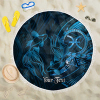 Personalised Polynesia Zodiac Pisces Beach Blanket Galaxy Polynesian Pattern Chest Tattoo Style LT14 One Size 150cm Blue - Polynesian Pride
