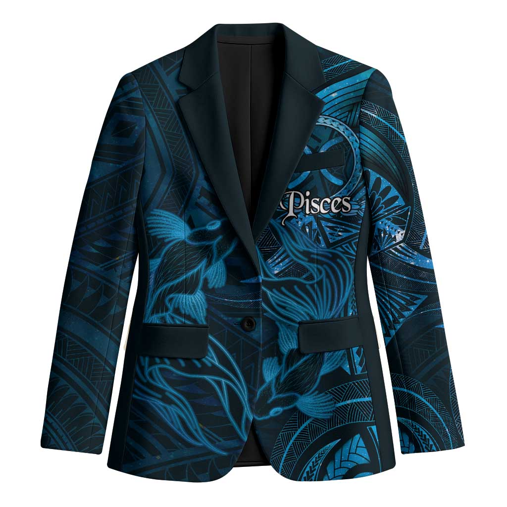 Personalised Polynesia Zodiac Pisces Blazer Galaxy Polynesian Pattern Chest Tattoo Style LT14 Unisex Blue - Polynesian Pride