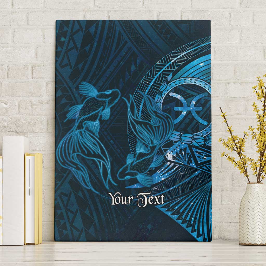 Personalised Polynesia Zodiac Pisces Canvas Wall Art Galaxy Polynesian Pattern Chest Tattoo Style LT14 Without Frame Blue - Polynesian Pride