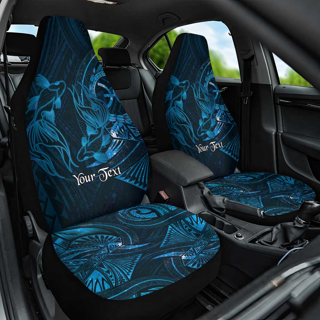 Personalised Polynesia Zodiac Pisces Car Seat Cover Galaxy Polynesian Pattern Chest Tattoo Style LT14 One Size Blue - Polynesian Pride