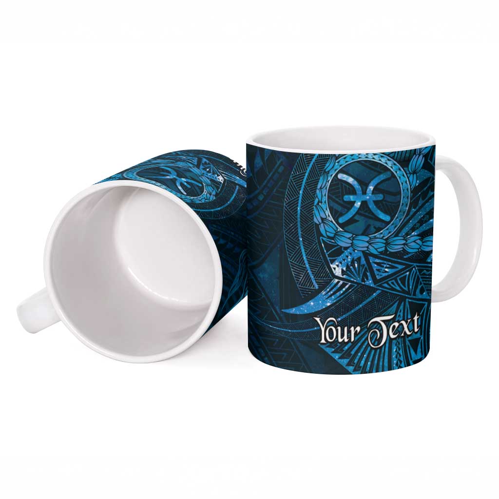 Personalised Polynesia Zodiac Pisces Ceramic Mug Galaxy Polynesian Pattern Chest Tattoo Style