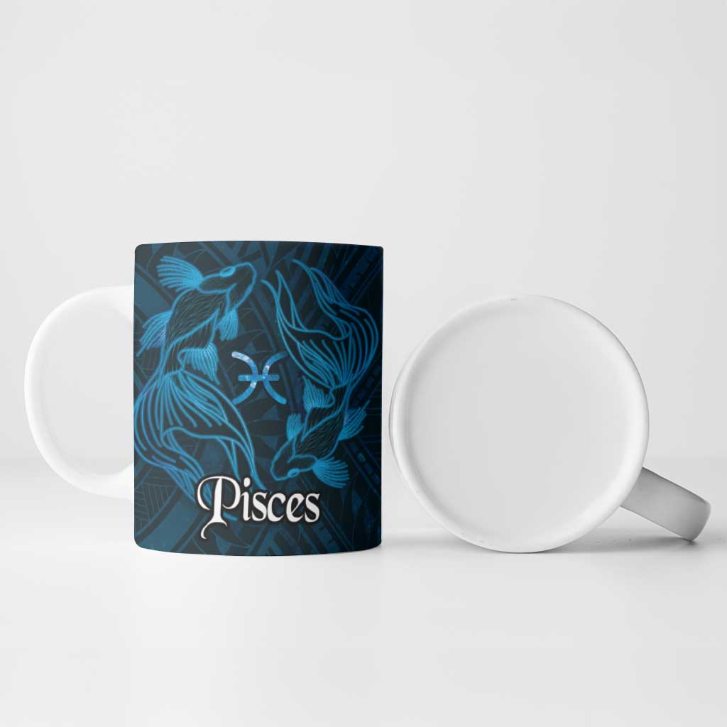 Personalised Polynesia Zodiac Pisces Ceramic Mug Galaxy Polynesian Pattern Chest Tattoo Style