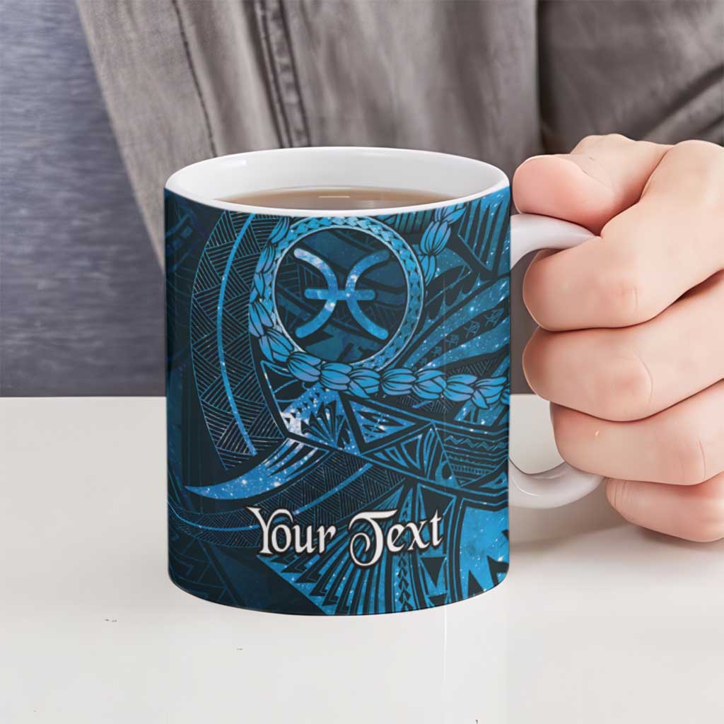 Personalised Polynesia Zodiac Pisces Ceramic Mug Galaxy Polynesian Pattern Chest Tattoo Style