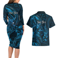 Personalised Polynesia Zodiac Pisces Couples Matching Long Sleeve Bodycon Dress and Hawaiian Shirt Galaxy Polynesian Pattern Chest Tattoo Style LT14 - Polynesian Pride