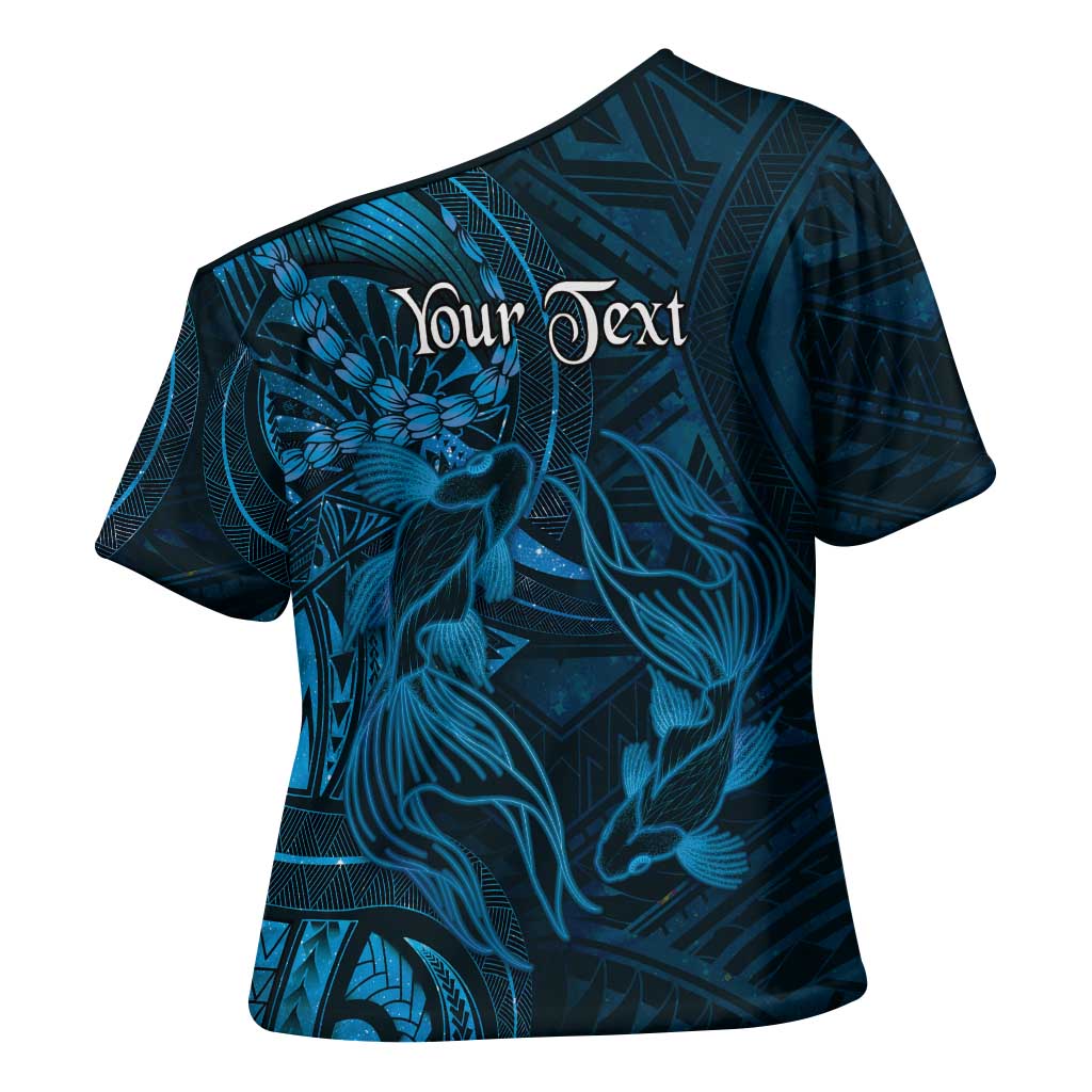 Personalised Polynesia Zodiac Pisces Cross Shoulder Shirt Galaxy Polynesian Pattern Chest Tattoo Style