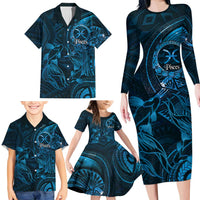 Personalised Polynesia Zodiac Pisces Family Matching Long Sleeve Bodycon Dress and Hawaiian Shirt Galaxy Polynesian Pattern Chest Tattoo Style LT14 - Polynesian Pride